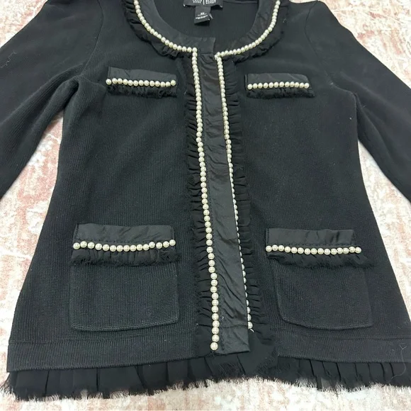 WHBM Pearl Embellished Knit Cardigan Jacket - Picture 3 of 12